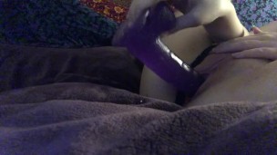 WATCH ME FUCK MY TIGHT WET PUSSY WITH MY PURPLE DILDO