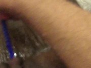 Masturbating with my blue comb when taking shower