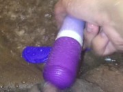 rubbing my vibrator on my shaved pussy