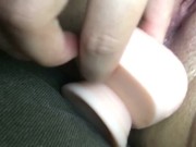 Toy gliding out of tight ass.