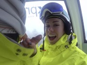 4K Public cumshot on mouth in ski lift Part 2 13/16