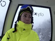 4K Public cumshot on mouth in ski lift Part 2 16/16
