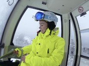 4K Public cumshot on mouth in ski lift Part 2 2/16