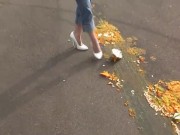 High heels and big wheels crushing toys/food