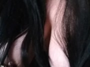 BDSM milf cums too fast with glass toy in her creamy pussy