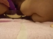 Couldn't hold it in...pissing, squirting, and cumming in a bowl!