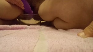 Couldn't hold it in...pissing, squirting, and cumming in a bowl!
