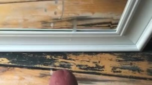 Busting Huge Nut in Mirror