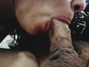 Stepdaughter good deepthroat and huge cum in the mouth By his stepfather
