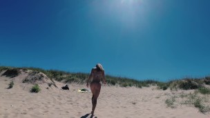 TRAVEL NUDE - Sasha Bikeyeva Undressed On The Public Beach Doniños in Spain