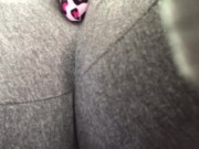Ebony Babe Shows Off Small Ass and Cums in Yoga Pants