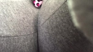 Ebony Babe Shows Off Small Ass and Cums in Yoga Pants