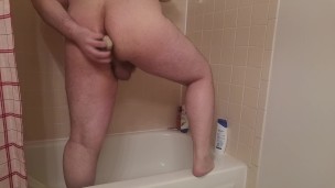 Chubby Bear Cub Fucks Ass with Bad Dragon Roland Dildo Knotted Dildo