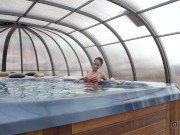 OLD4K. Angie Moon receives a lot of cum in mouth from old lover 1/16