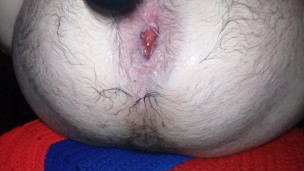 A hairy boy and his buttplug