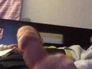 Long stroke n big cock cums all over me