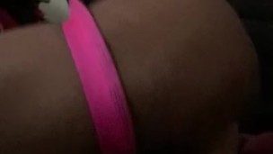 Riding dildo with pink jockstrap