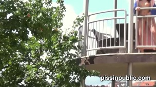 Hot girls could not think of anything better than peeing around neighbours