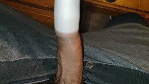 I explode into a vacuum tube my uncut black cock barely fit in
