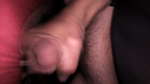 Tattooed man jerking off in tent