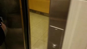 Mylie Blonde Touch herself in the elevator , OUTDOOR PUBLIC