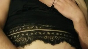 Sissy cums while girlfriend records.