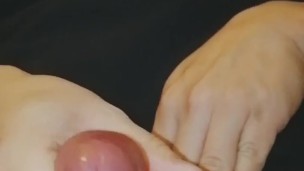 Slow-motion cumshot on my self at the end of slowly growing my tiny penis