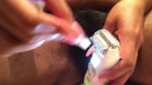 Trimming my hairy bush. MEATY PUSSY
