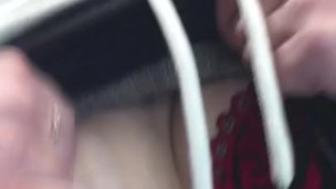 Little flashing in a store , public FLASH Mylie Blonde