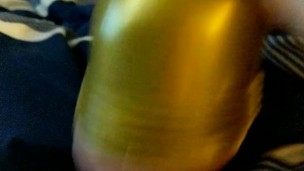 Smacking my big cock with a hot pink fleshlight