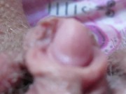 Extreme close up on my juicy big clitoris