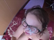 shy teen first facial , cumshot on glasses & feet fetish 16/16