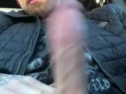 Jerkin off n cummin in car at dunkin