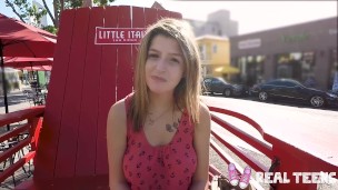 Real Teens - Big titty Sarah Bella bounces on a big dick