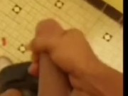 Solo jackoff an cum in the bathroom