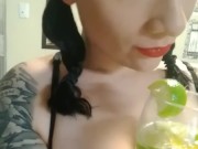 Teasing you, sipping my drink, a quick glimpse of my outfit