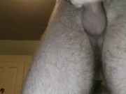 Standing up jacking off my big dick. Tattooed white boy. On your knees view