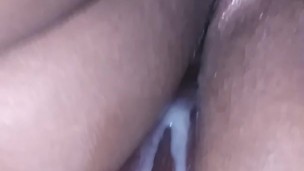 Ebony Milf Using husbands cum as anal lube