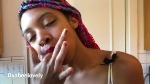 Oya Seductively Licks Whip cream off her Fingers
