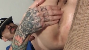 Tatted White Boys 1st anal play