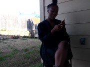 SweetButtTasty smoking and fingering herself in the backyard!!!!! 1/16