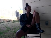 SweetButtTasty smoking and fingering herself in the backyard!!!!! 10/16