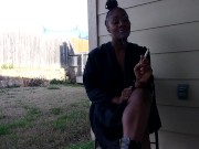 SweetButtTasty smoking and fingering herself in the backyard!!!!! 3/16