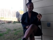 SweetButtTasty smoking and fingering herself in the backyard!!!!! 7/16