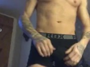 Just gettin home from work. Undressing and stroking cock to get hard