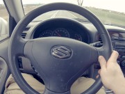 Spontaneous Deep Blow Job while Driving a Car and Cum Play 60FPS