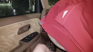 Rod Swift doing some risky stroking in the car in a parking lot