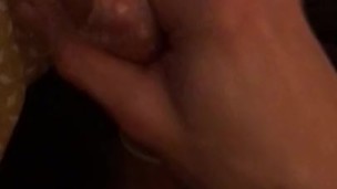 Quick cum in condom with uncut tight foreskin