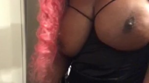 Pink hair and a toy!