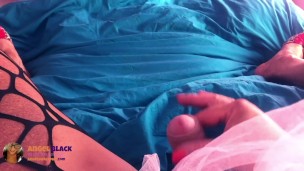 Angel has to edge to interracial porn